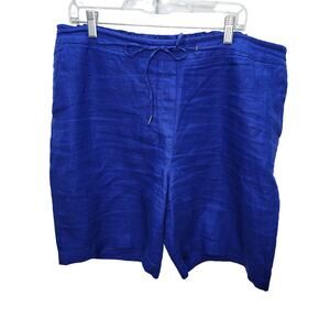 Chico's Blue Linen Flat Front Tie Waist  Summer Women's Shorts XL
